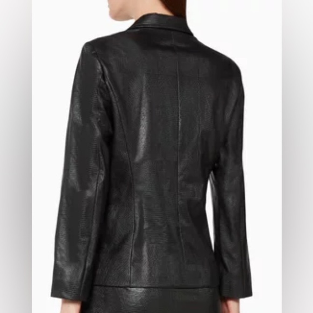 MARELLA Morfeo Snakeskin-Print Leather Blazer Size Small - Picture 2 of 10